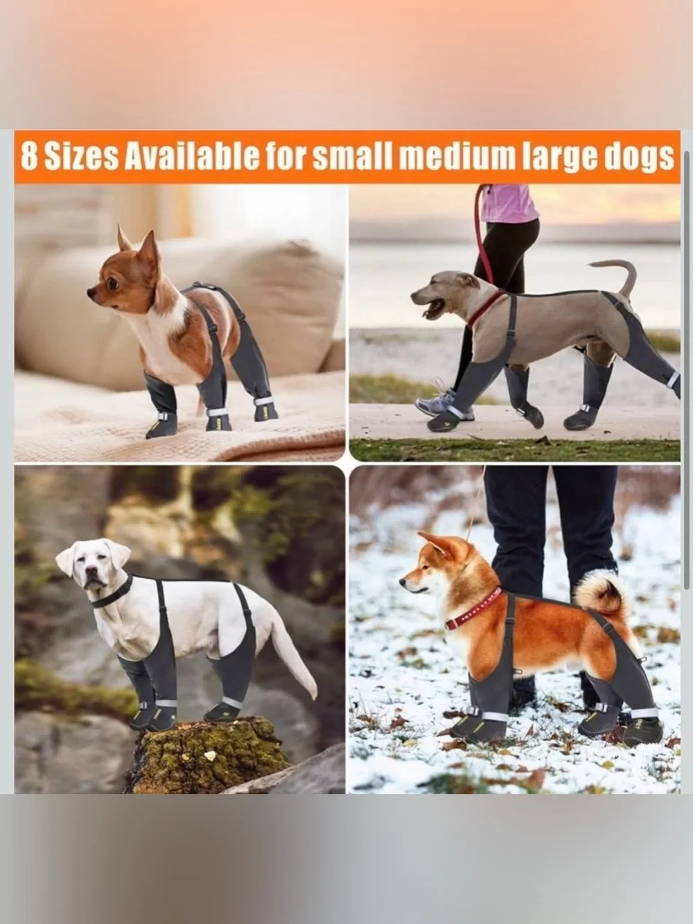 Idepet Dog Suspender Boots, Anti-Slip & Fall Waterproof Tall Shoes Legging for S